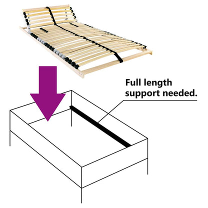 vidaXL Slatted Bed Base Manual Brown 90 x 190 cm Solid Beech Wood