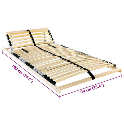 vidaXL Slatted Bed Base Manual Brown 90 x 190 cm Solid Beech Wood