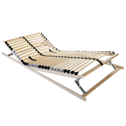 vidaXL Slatted Bed Base Manual Brown 120 x 190 cm Solid Beech Wood