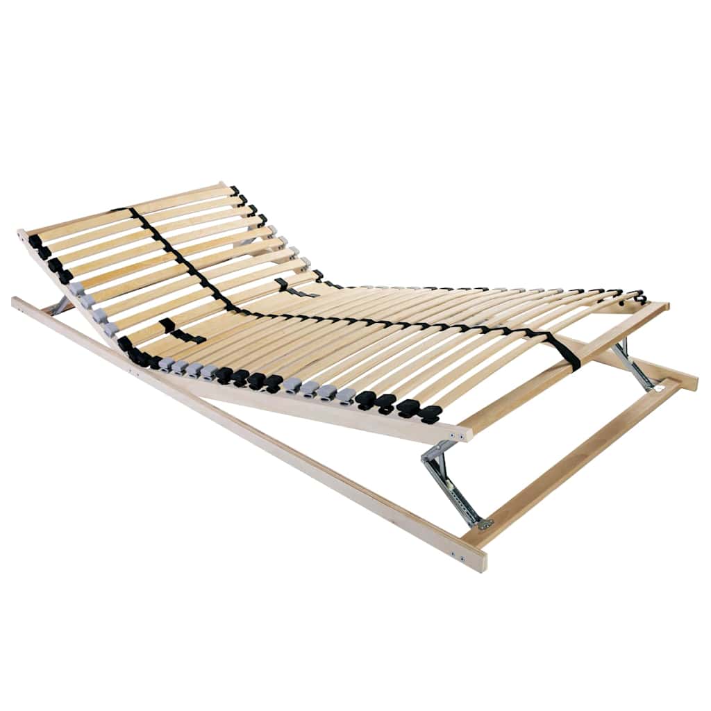 vidaXL Slatted Bed Base Manual Brown 140 x 190 cm Solid Beech Wood