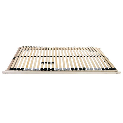 vidaXL Slatted Bed Base Manual Brown 140 x 190 cm Solid Beech Wood