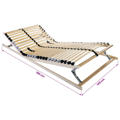 vidaXL Slatted Bed Base Manual Brown 140 x 190 cm Solid Beech Wood