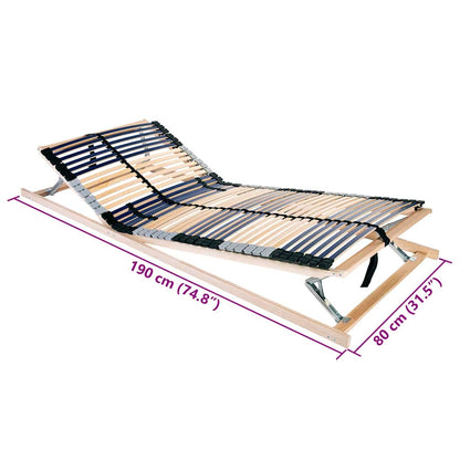 vidaXL Slatted Bed Base Manual Brown 80 x 190 cm Solid Beech Wood
