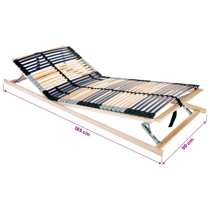 vidaXL Slatted Bed Base Manual Brown 90 x 190 cm Solid Beech Wood