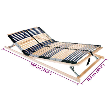 vidaXL Slatted Bed Base Manual Brown 100 x 190 cm Solid Beech Wood