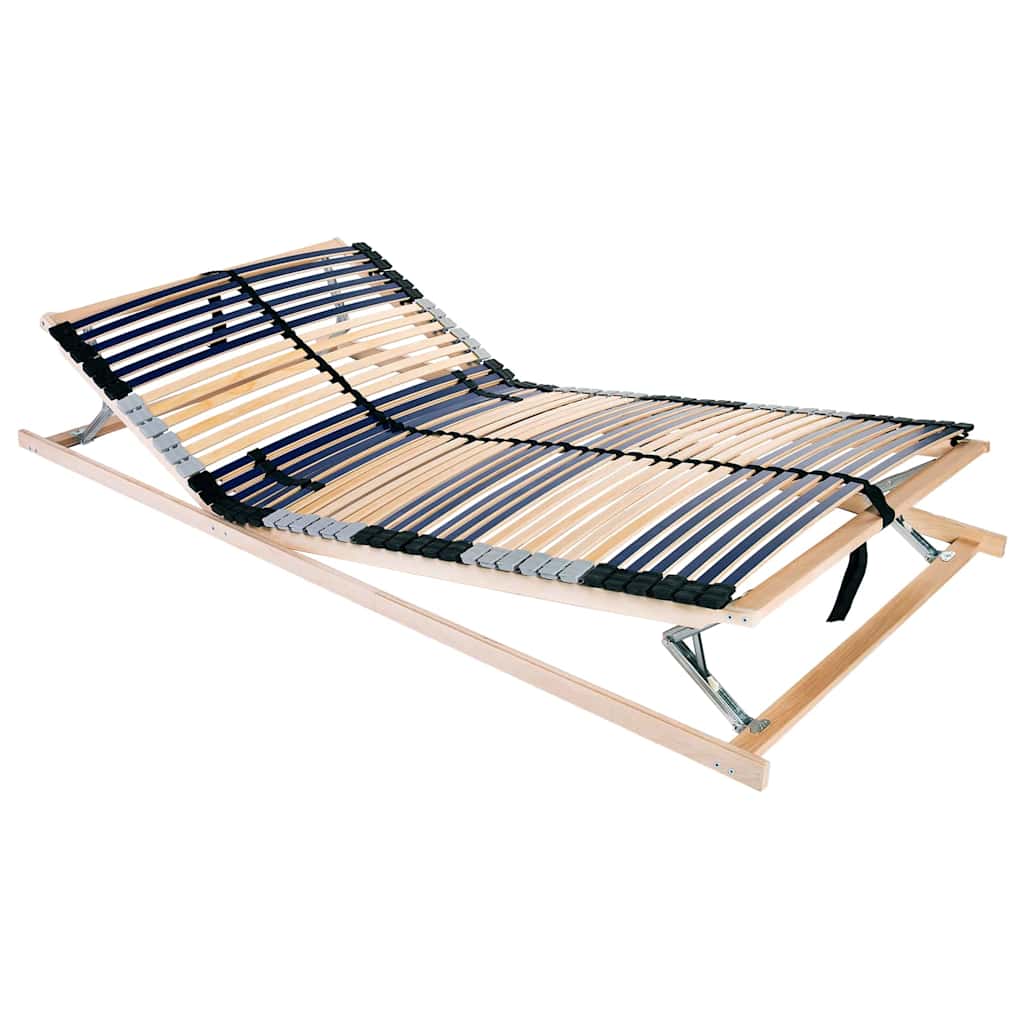 vidaXL Slatted Bed Base Manual Brown 140 x 190 cm Solid Beech Wood