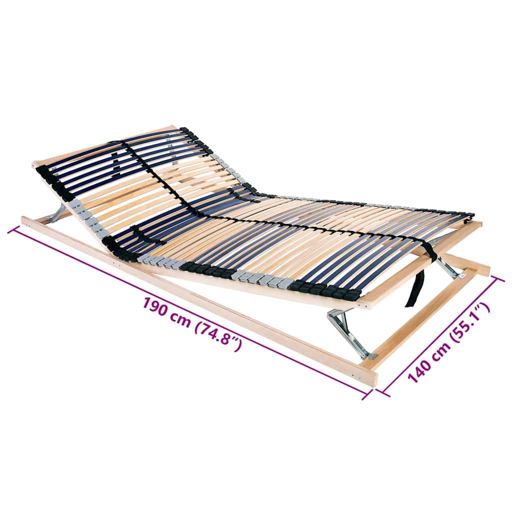 vidaXL Slatted Bed Base Manual Brown 140 x 190 cm Solid Beech Wood