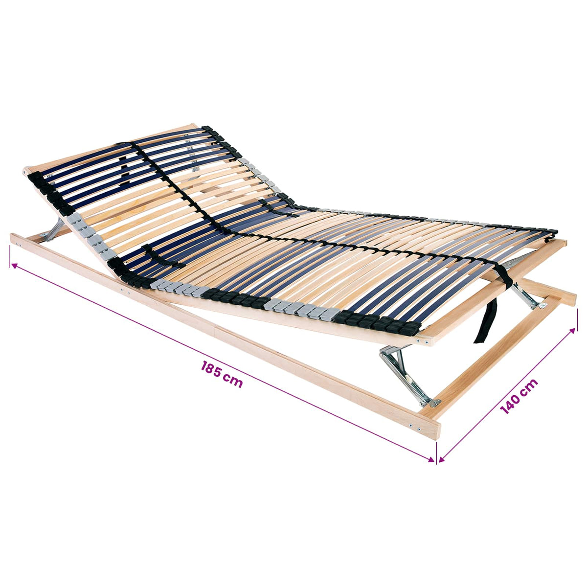 vidaXL Slatted Bed Base Manual Brown 140 x 190 cm Solid Beech Wood