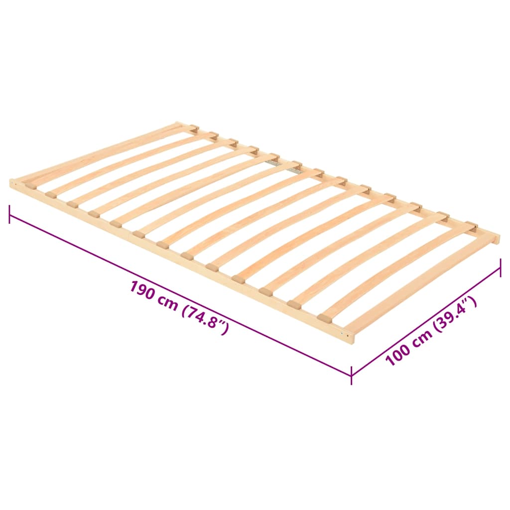 vidaXL Slatted Bed Base Brown 100 x 190 cm Solid Beech Wood