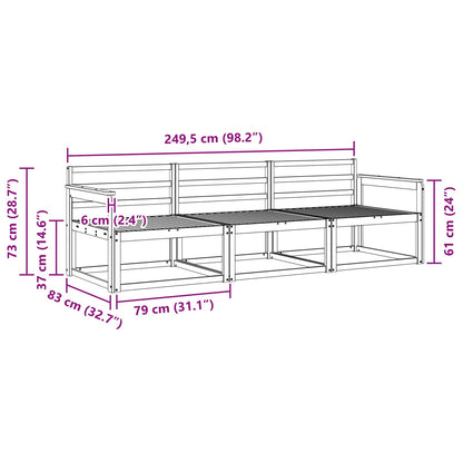 vidaXL Outdoor Sofa Set 3 pcs White 249.5 x 83 x 73 cm