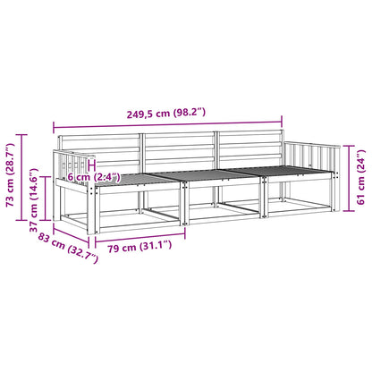 vidaXL Outdoor Sofa Set 3 pcs White 249.5 x 83 x 73 cm