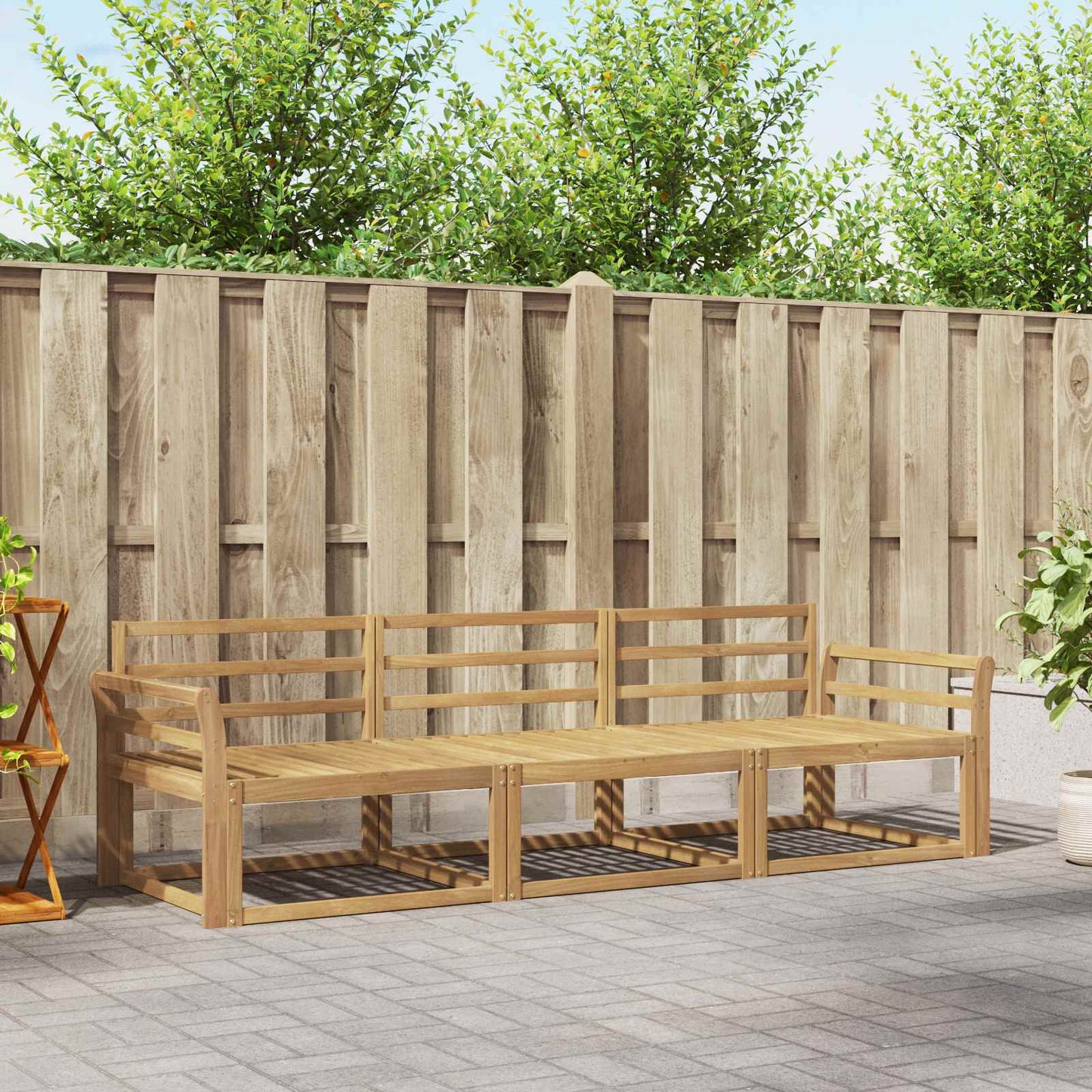 vidaXL Outdoor Sofa Set 3 pcs White 254 x 83 x 73 cm Solid Acacia Wood