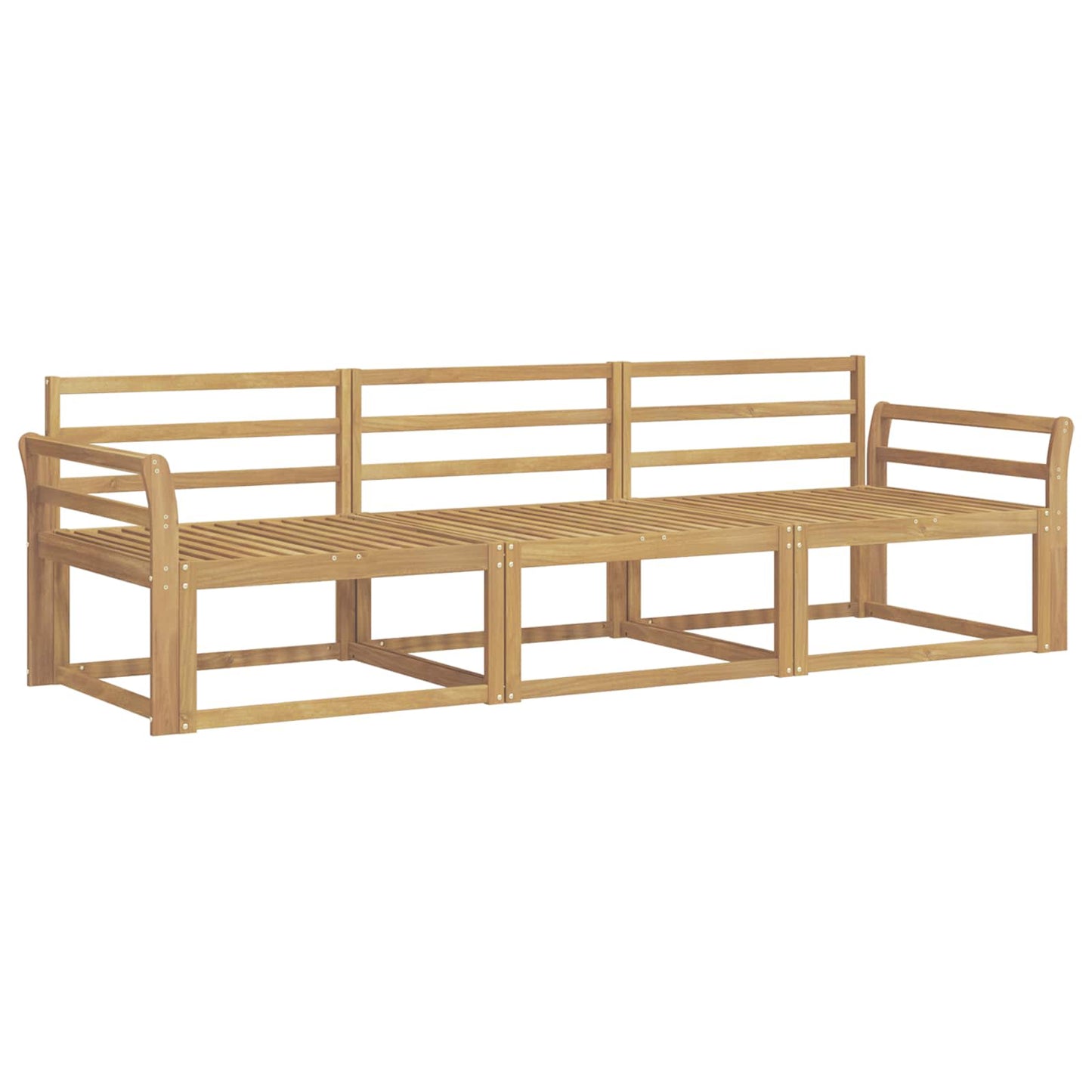 vidaXL Outdoor Sofa Set 3 pcs White 254 x 83 x 73 cm Solid Acacia Wood