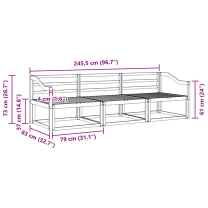 vidaXL Outdoor Sofa Set 3 pcs White 245.5 x 83 x 73 cm