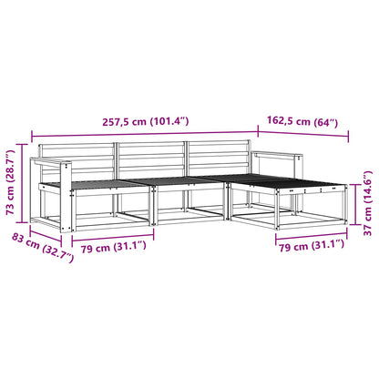 vidaXL Outdoor Sofa Set 4 pcs White 257.5 x 162.5 x 73 cm