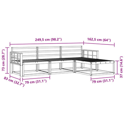 vidaXL Outdoor Sofa Set 4 pcs White 249.5 x 162.5 x 73 cm