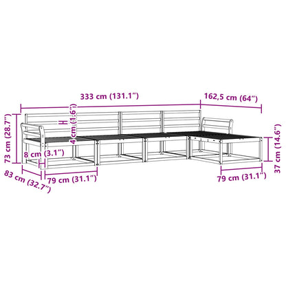 vidaXL Outdoor Sofa Set 5 pcs White 333 x 162.5 x 73 cm