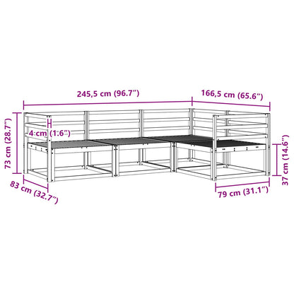 vidaXL Outdoor Sofa Set 4 pcs White 245.5 x 166.5 x 73 cm