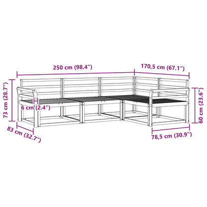vidaXL Outdoor Sofa Set 4 pcs White 250 x 170.5 x 73 cm