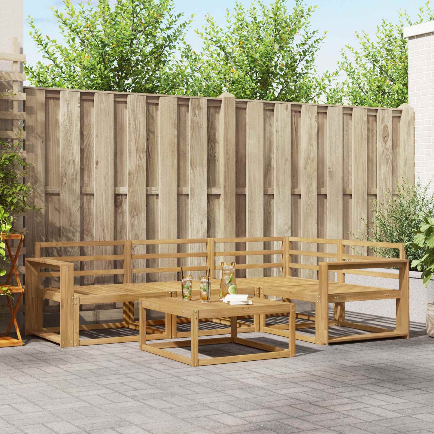 vidaXL Outdoor Sofa Set 5 pcs White 79 x 79 x 37 cm Solid Acacia Wood