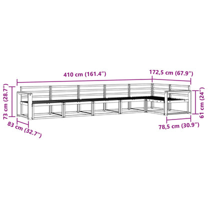 vidaXL Outdoor Sofa Set 6 pcs White 410 x 172.5 x 73 cm