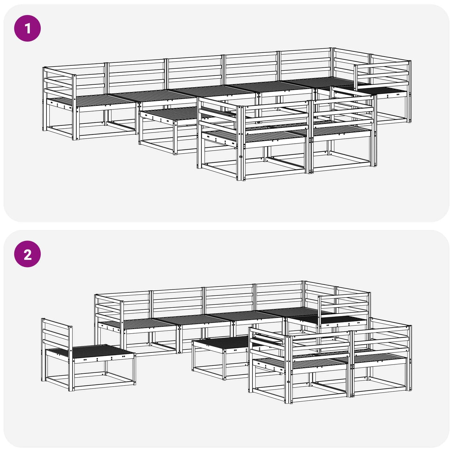 vidaXL Outdoor Sofa Set 9 pcs White 79 x 79 x 37 cm Solid Acacia Wood