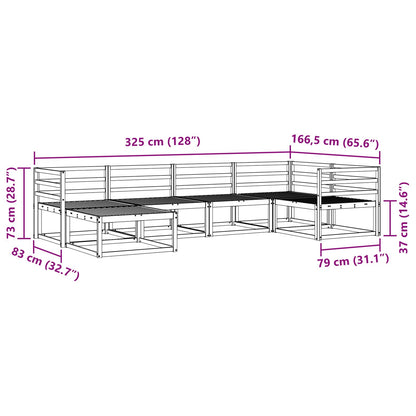 vidaXL Outdoor Sofa Set 6 pcs White 325 x 166.5 x 73 cm