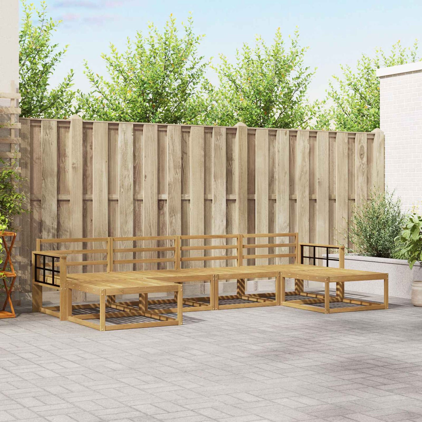 vidaXL Outdoor Sofa Set 6 pcs White Solid Acacia Wood