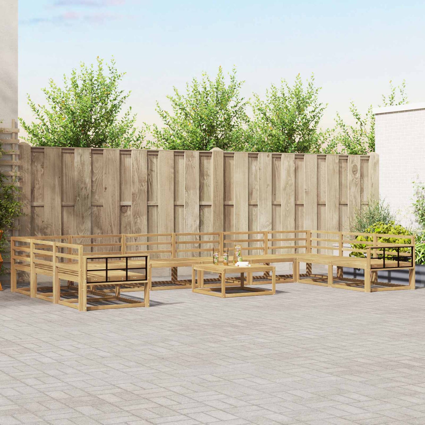 vidaXL Outdoor Sofa Set 11 pcs White Solid Acacia Wood