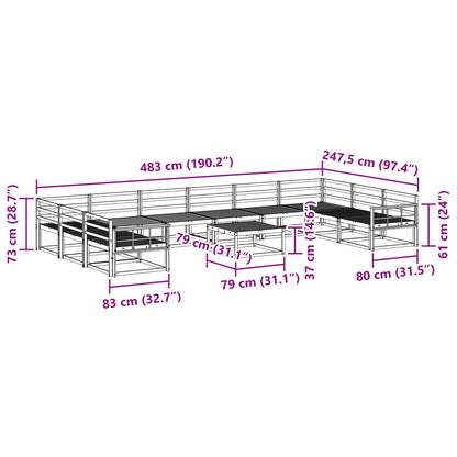 vidaXL Outdoor Sofa Set 11 pcs White Solid Acacia Wood
