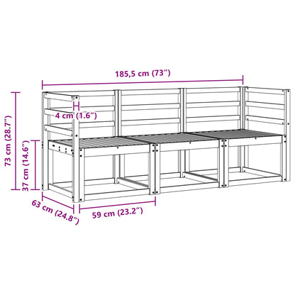 vidaXL Outdoor Sofa Set 3 pcs White 185.5 x 63 x 73 cm