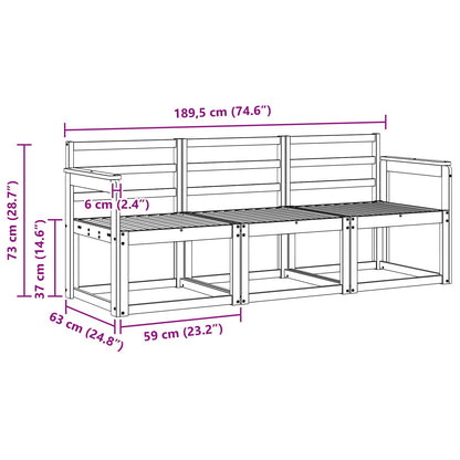 vidaXL Outdoor Sofa Set 3 pcs White 189.5 x 63 x 73 cm