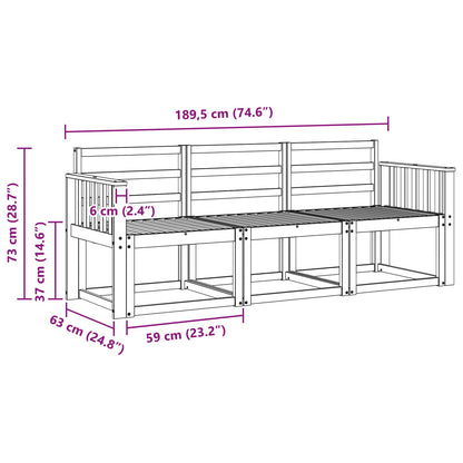 vidaXL Outdoor Sofa Set 3 pcs White 189.5 x 63 x 73 cm