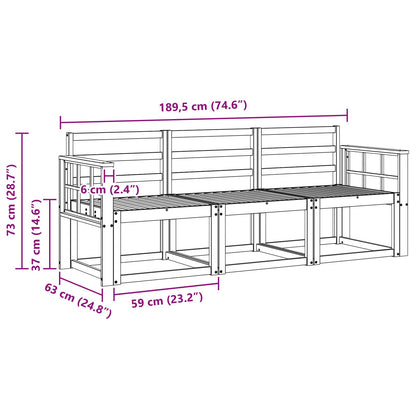 vidaXL Outdoor Sofa Set 3 pcs White 189.5 x 63 x 73 cm