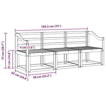 vidaXL Outdoor Sofa Set 3 pcs White 185.5 x 63 x 73 cm