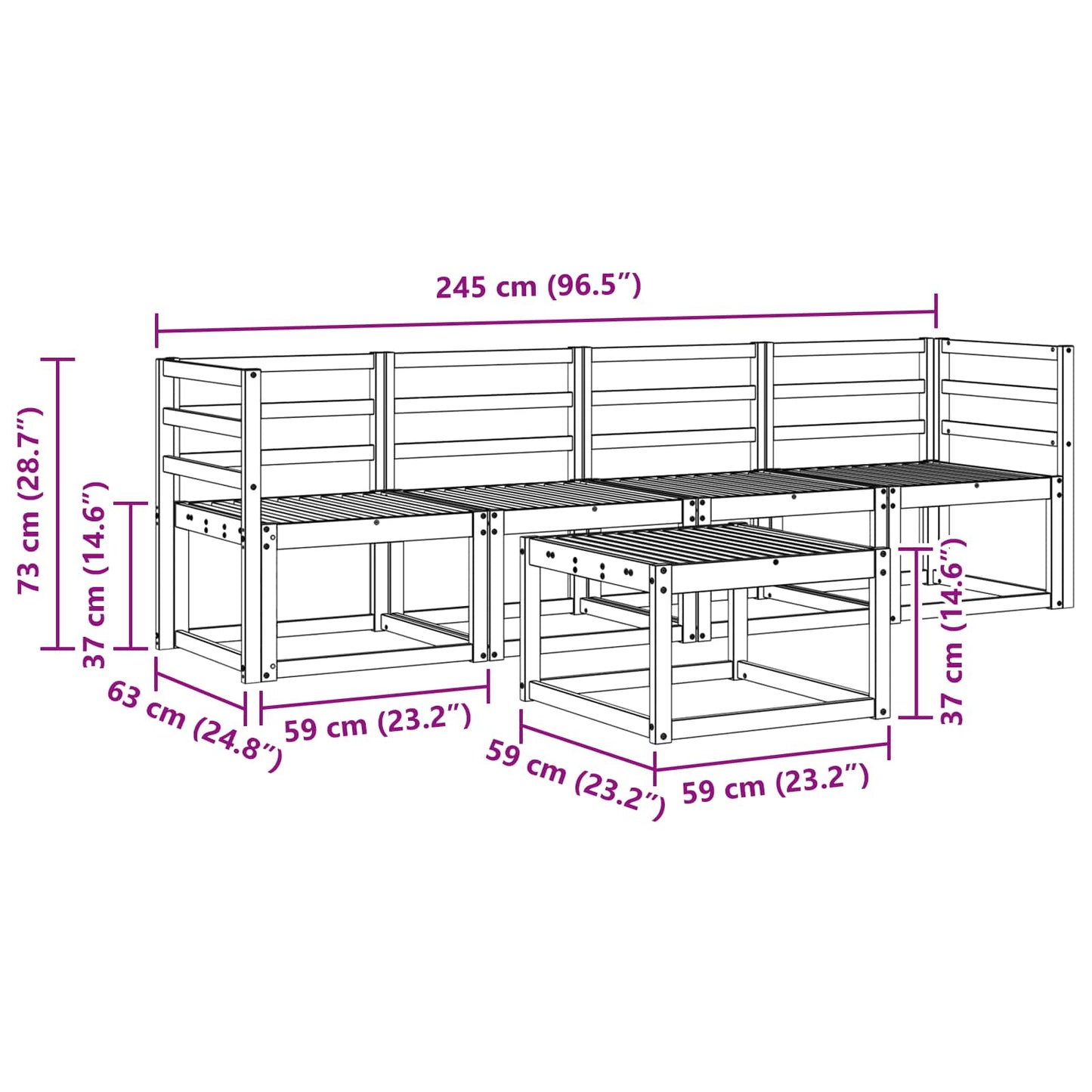 vidaXL Outdoor Sofa Set 5 pcs White Solid Acacia Wood