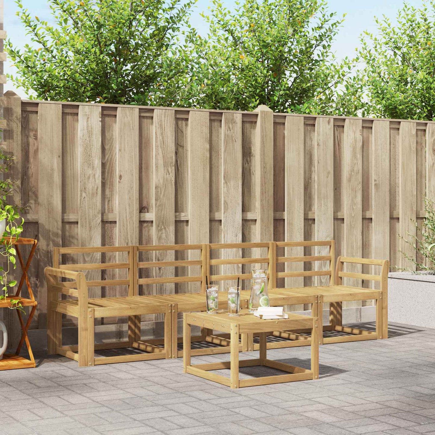 vidaXL Outdoor Sofa Set 5 pcs White Solid Acacia Wood