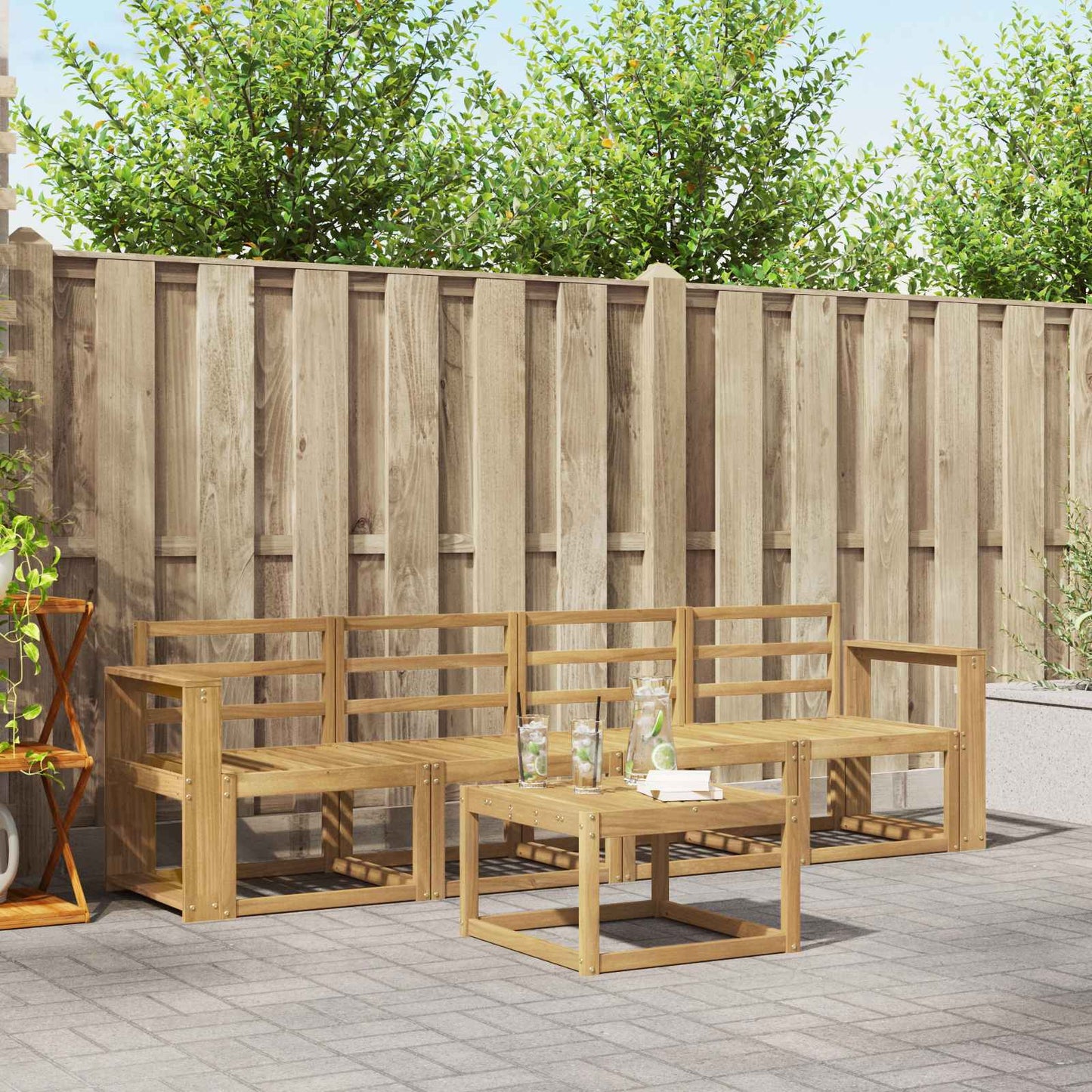 vidaXL Outdoor Sofa Set 5 pcs White Solid Acacia Wood