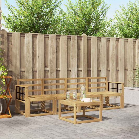 vidaXL Outdoor Sofa Set 5 pcs White Solid Acacia Wood