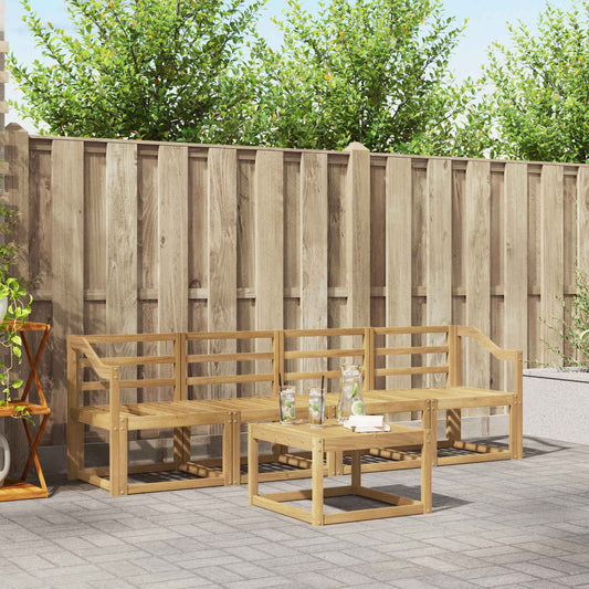 vidaXL Outdoor Sofa Set 5 pcs White Solid Acacia Wood