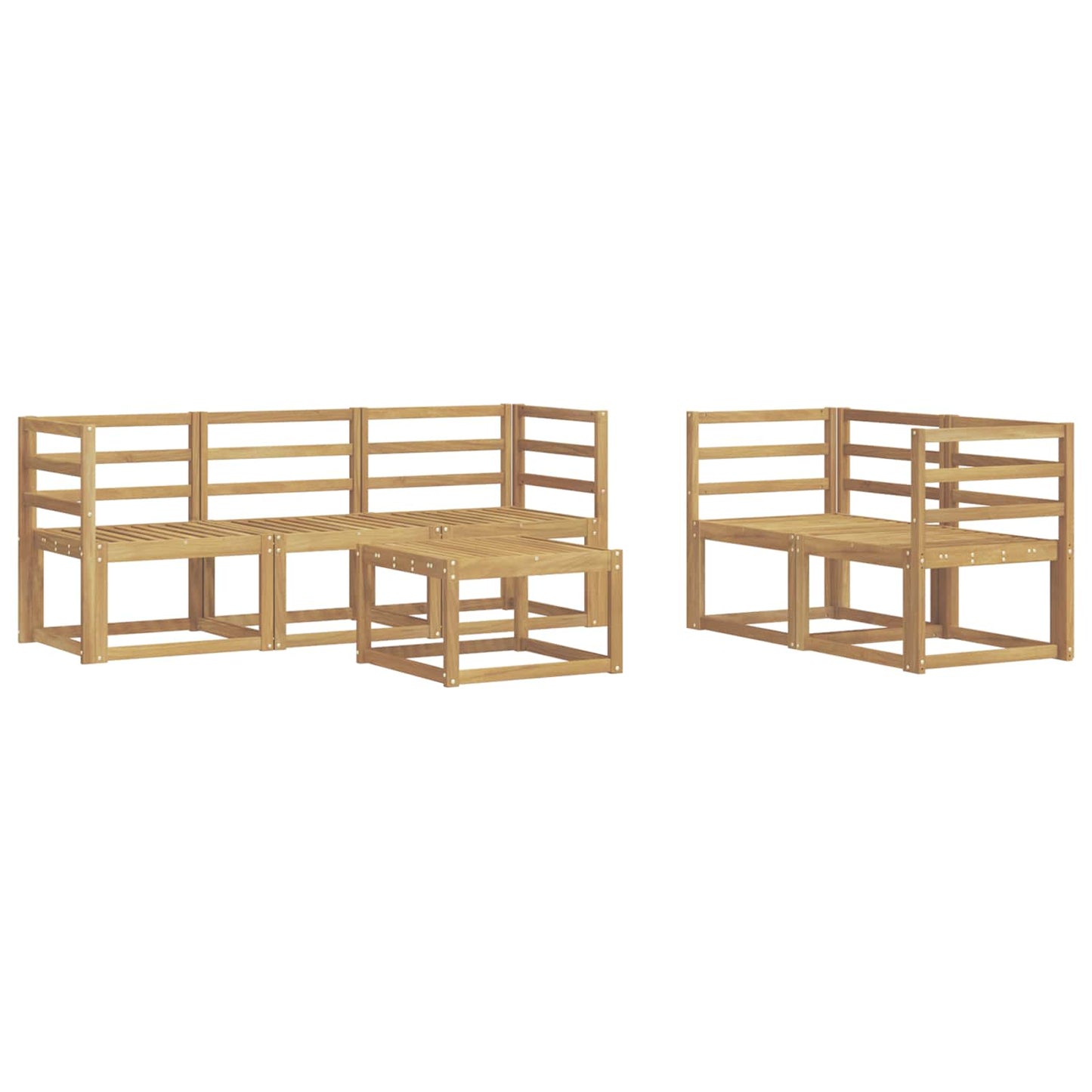 vidaXL Outdoor Sofa Set 6 pcs White 59 x 59 x 37 cm Solid Acacia Wood