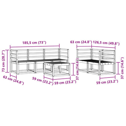 vidaXL Outdoor Sofa Set 6 pcs White 59 x 59 x 37 cm Solid Acacia Wood