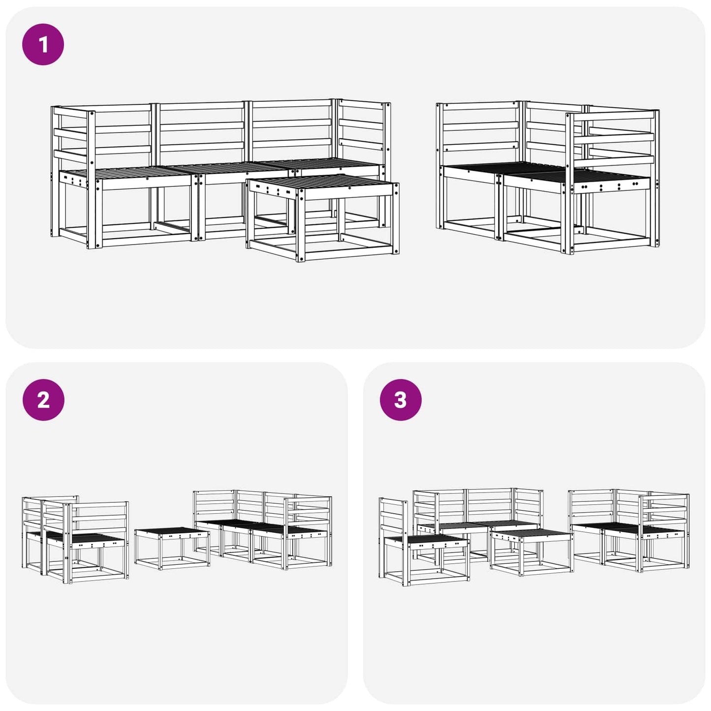vidaXL Outdoor Sofa Set 6 pcs White 59 x 59 x 37 cm Solid Acacia Wood