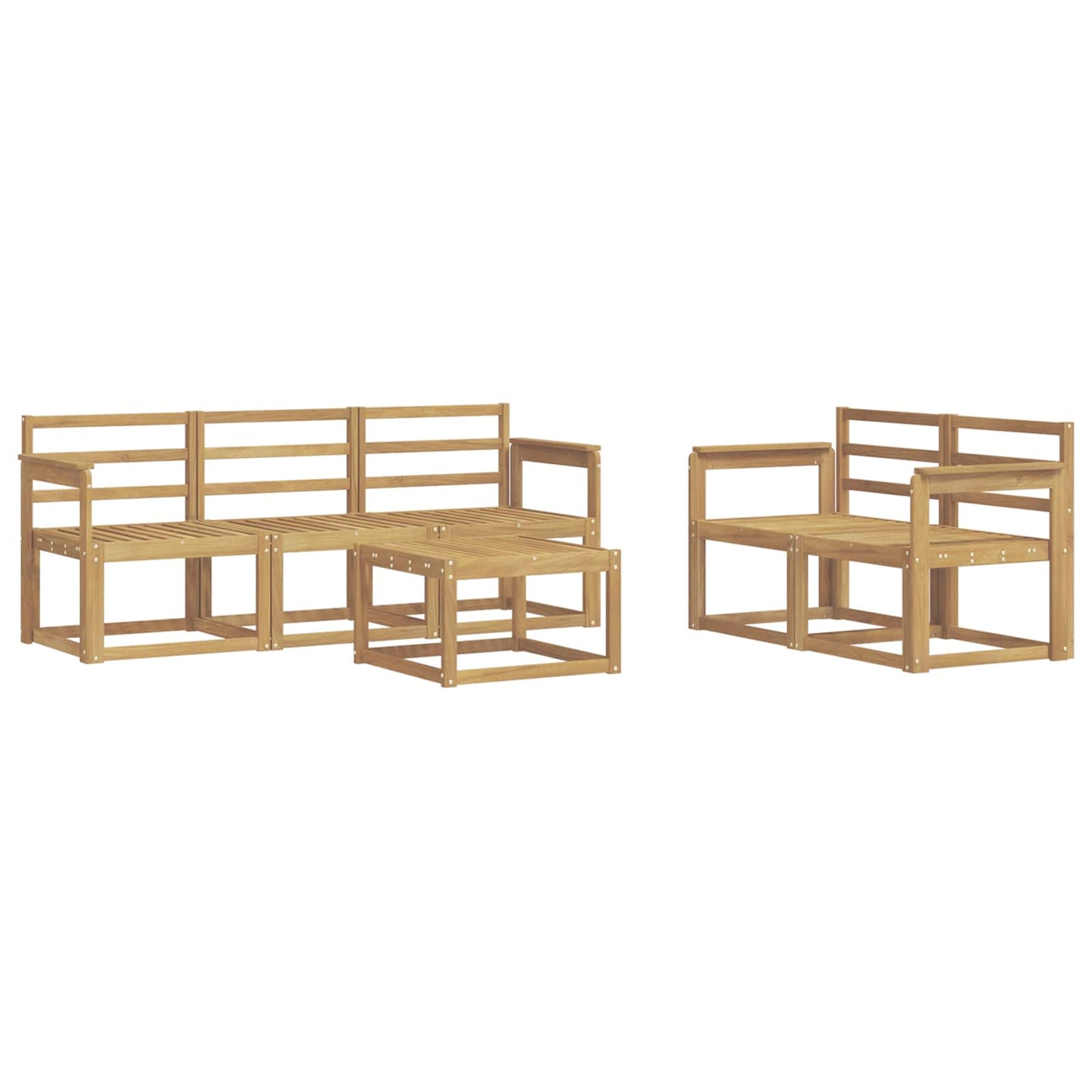 vidaXL Outdoor Sofa Set 6 pcs White 59 x 59 x 37 cm Solid Acacia Wood