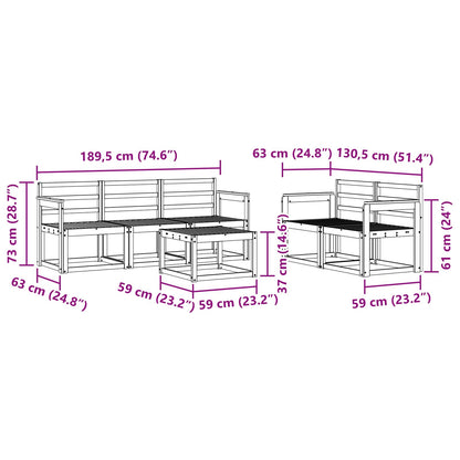 vidaXL Outdoor Sofa Set 6 pcs White 59 x 59 x 37 cm Solid Acacia Wood
