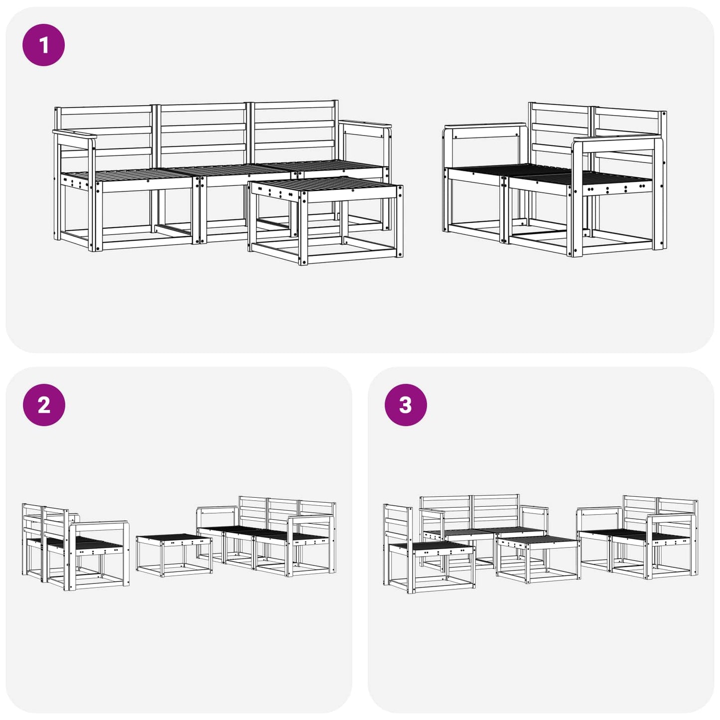vidaXL Outdoor Sofa Set 6 pcs White 59 x 59 x 37 cm Solid Acacia Wood