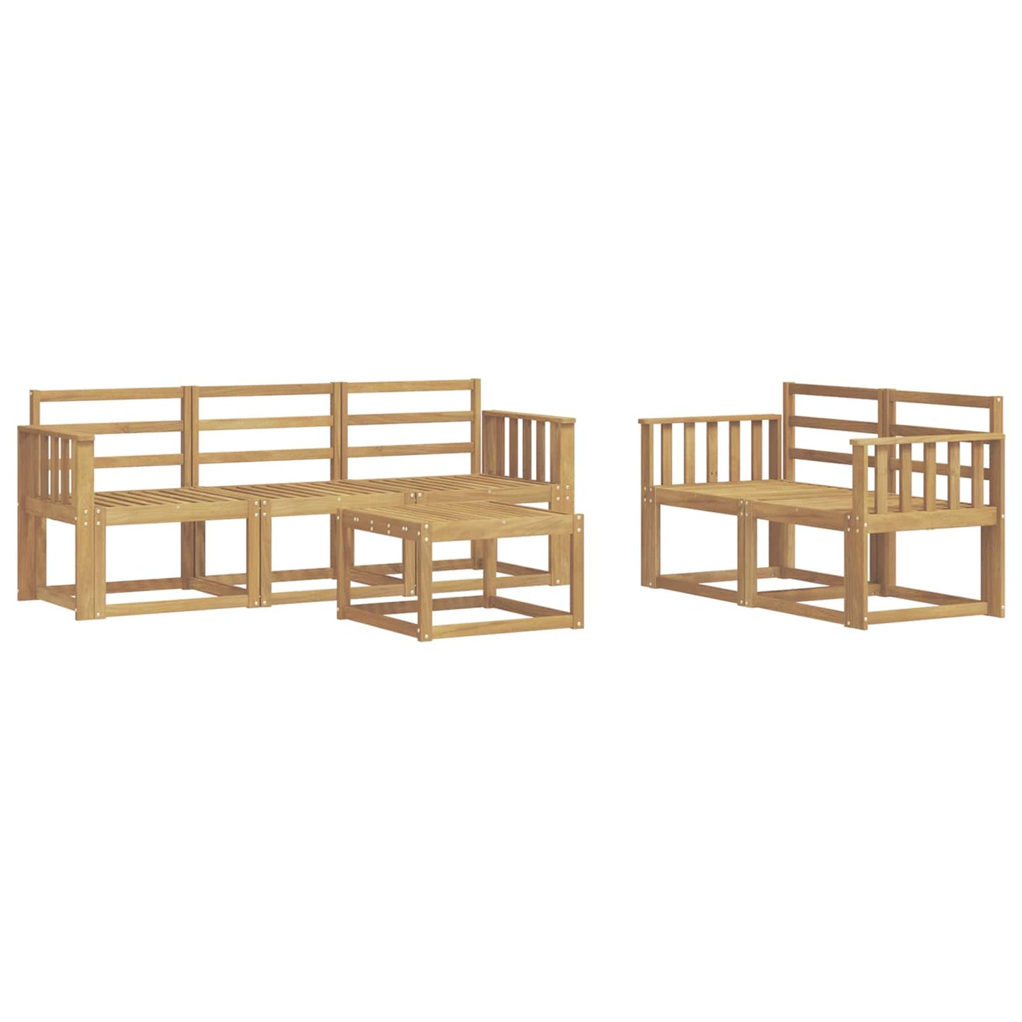 vidaXL Outdoor Sofa Set 6 pcs White 59 x 59 x 37 cm Solid Acacia Wood