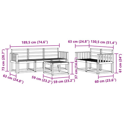 vidaXL Outdoor Sofa Set 6 pcs White 59 x 59 x 37 cm Solid Acacia Wood
