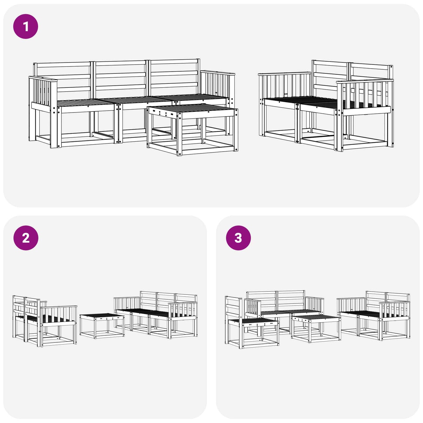 vidaXL Outdoor Sofa Set 6 pcs White 59 x 59 x 37 cm Solid Acacia Wood
