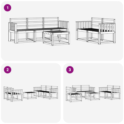 vidaXL Outdoor Sofa Set 6 pcs White 59 x 59 x 37 cm Solid Acacia Wood